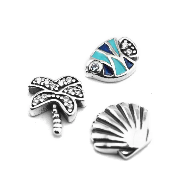 

100% 925 Sterling Silver Jewelry Tropical Paradise Petites Charm 3 Petites Fits DIY Floating Locket Necklace