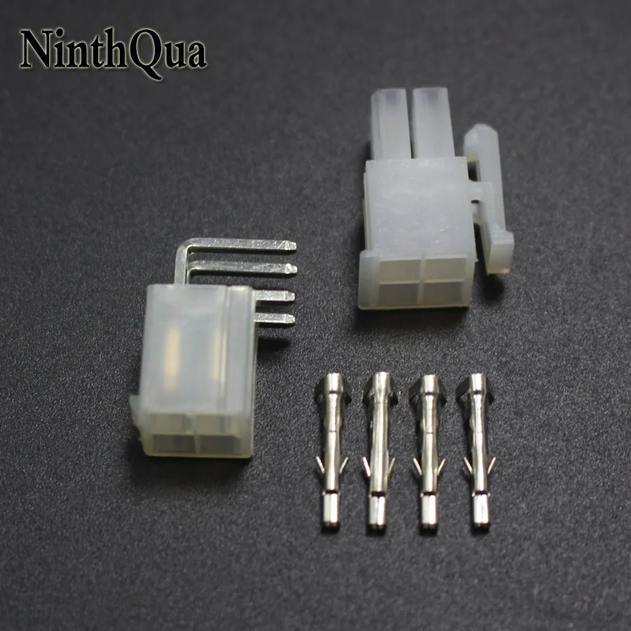 5sets 5557 5569 4P Bend Pin Wire Terminals Electrical Connector 4.2mm 4Pin Right Angle Plug jack for Car Auto PC ATX