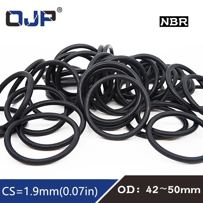 

20PC/lot Rubber Ring Black NBR Sealing O Ring CS1.9mm OD42/43/45/46/47/48/49/50mm O-Ring Seal Gasket Nitrile Oil Ring Washer