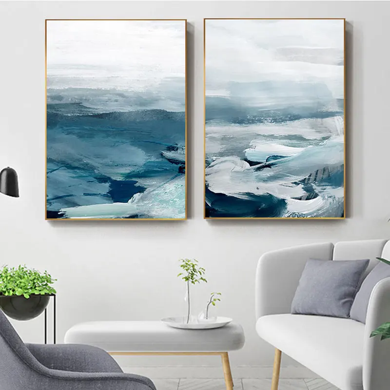 Abstract Amazing Blue Sea Clouds Canvas Painting Modern  Poster and Print Art Wall Picture for Living Room Bedroom Tableau Salon