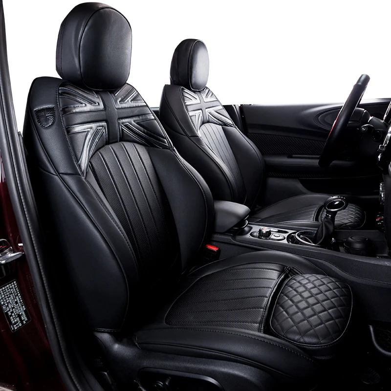 Brand New Imported PVC Material Union Jack Style Black and Rear Seat Cover For mini cooper F56 F55 F54 F60 R60