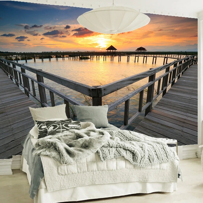 Custom natural scenery wallpaper, sunrise sea view, 3D photo mural for living room bedroom wall PVC wallpaper