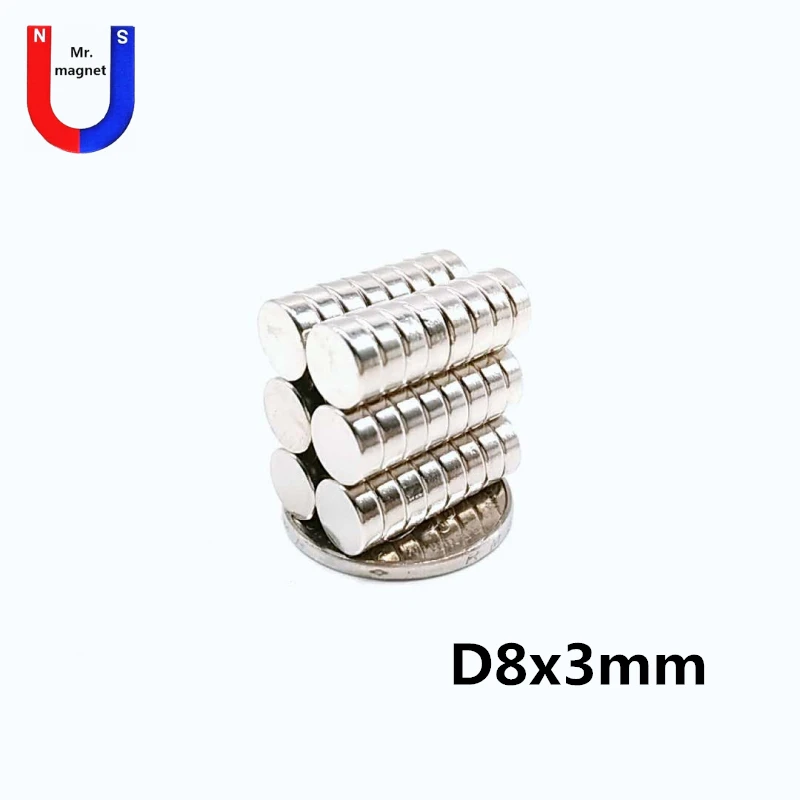 

100pcs 8mm x 3mm Strong Round Cylinder Magnets 8x3 Rare Earth Neodymium 8*3 N35