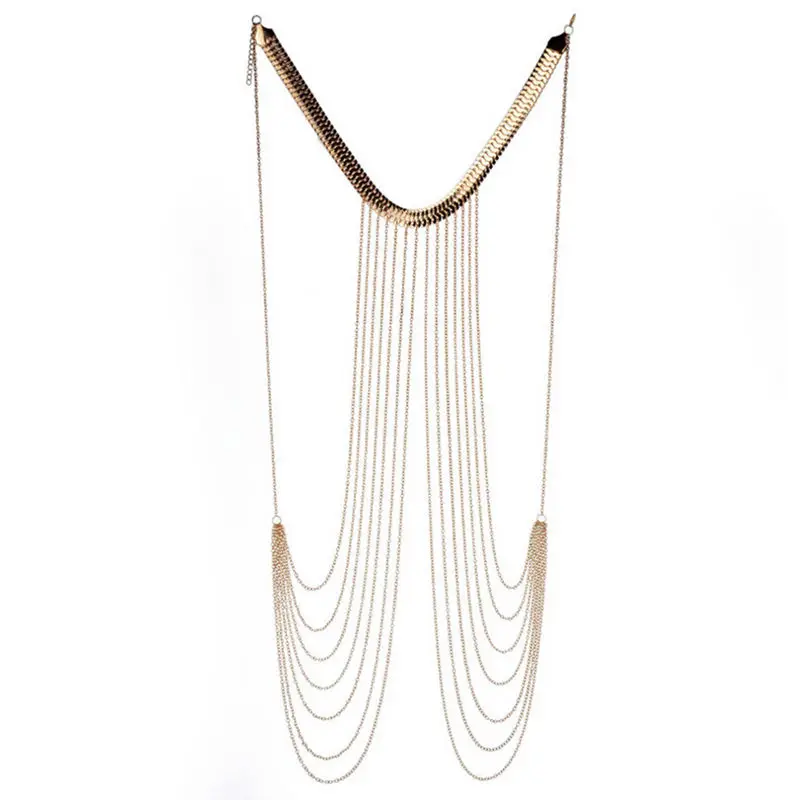 Sexy Chain Necklace Women Necklaces&Pendants Tassel Alloy Punk Long Necklace  New Designer Female Fashion Jewelry