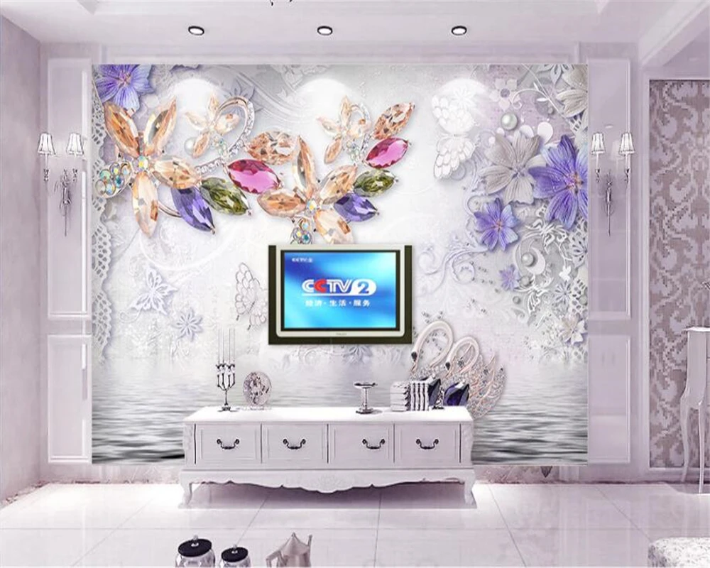 

Custom 3D photo wall mural Wallpaper Romantic flower jewelry mural background wall 3d wallpaper papel de parede beibehang