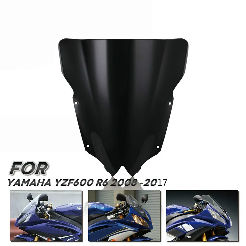 Black Motorcycle Windscreen Windshield For Yamaha YZF 600 YZF R6 YZF600 YZF-R6 2008 2009 2010 2011 2012 2013 2014 2015 2016 2017