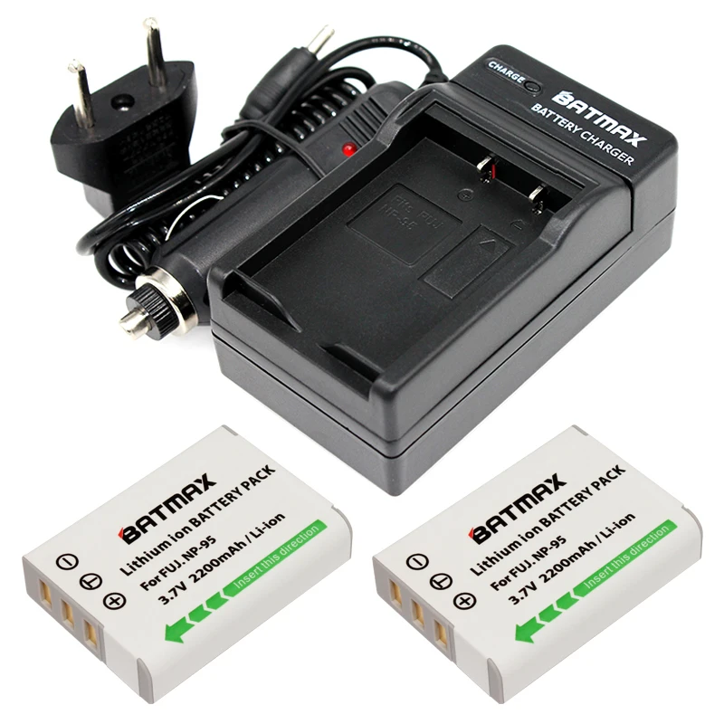 2Pcs NP-95,NP95 DB-90 DB90 Battery + Charger Kit for Fujifilm X30, X100, X100S, X100T, X-S1, F30, F31 fd, F31fd, FinePix Real 3