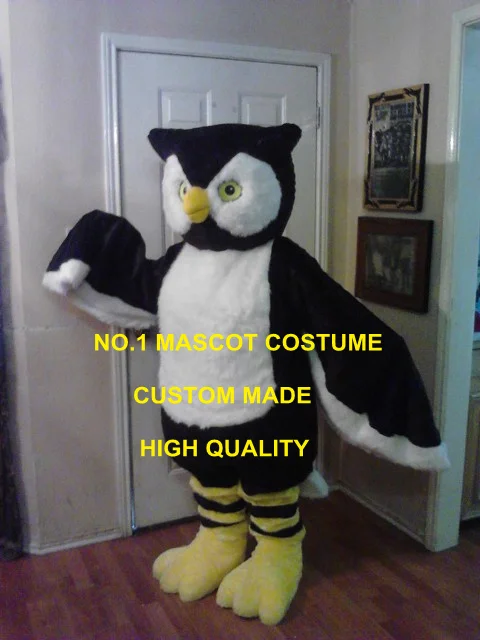 Flush White Belly Black Night Owl Mascot Costume Adult College Anime Cosply Costumes night Owl Theme Mascotte Fancy Dress 1832