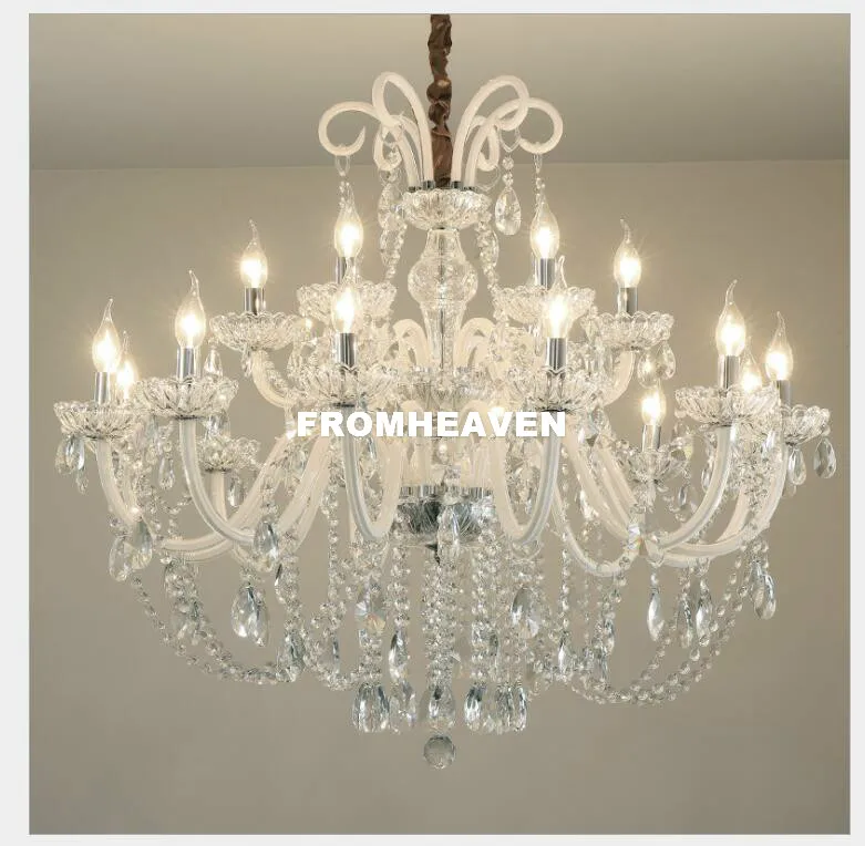 Modern Clear White Candle Crystal Chandeliers Bedroom Living Dining Room E14 Modern Chandelier Home Decoration 100% Guaranteed