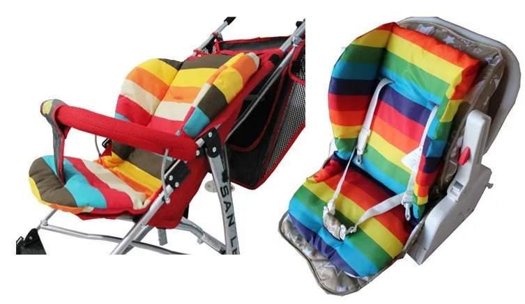 Waterproof Baby Stroller Cushion Cover  Pad Pram Padding Liner Car Seat Pad Rainbow General Cotton Thick Mat Free Delivery