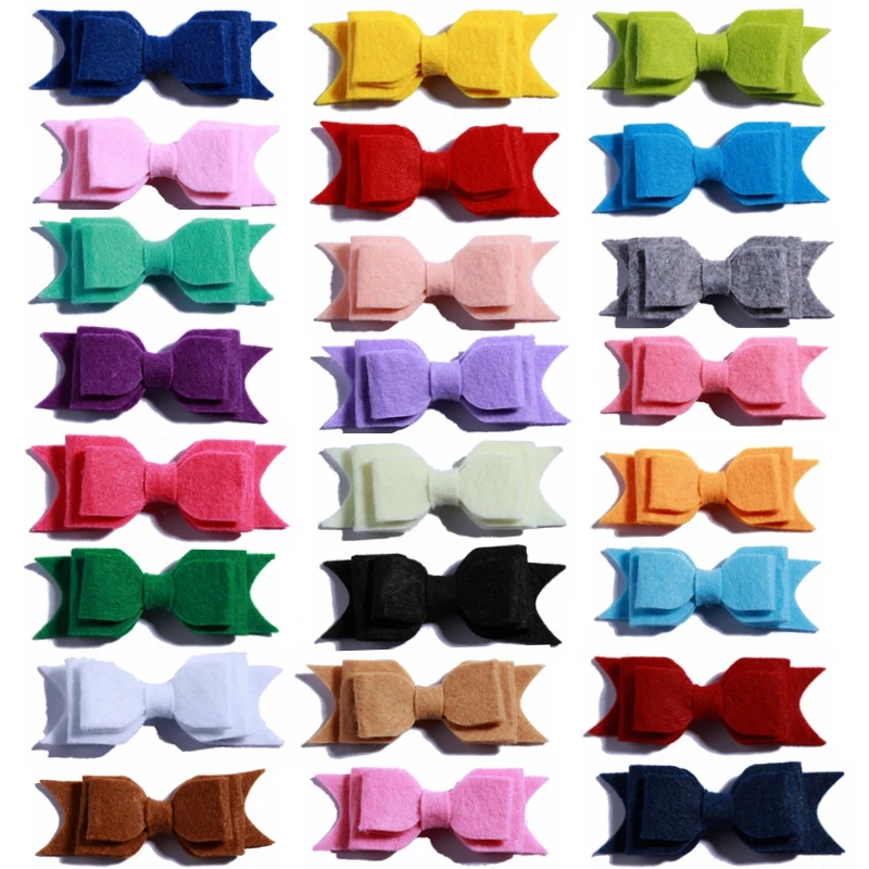 

120PCS 9.2CM Hot Sale Layer Non-Woven Fabrics Felt Hair Bows For Wedding Embellishment Artificial Flower For Home Garden