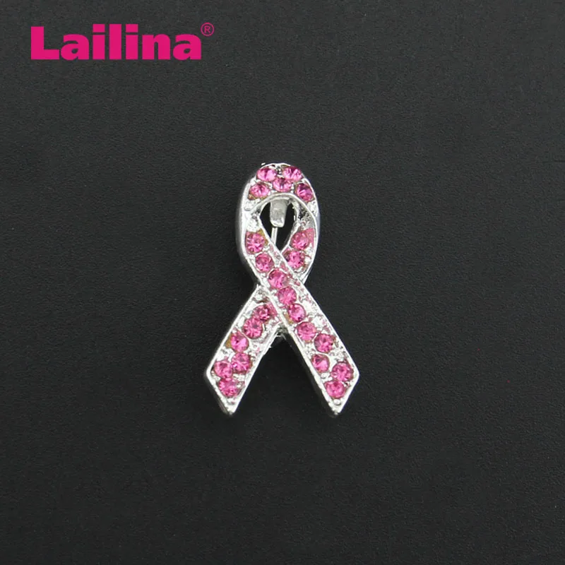 

Zinc Alloy Rose rhinestone Cancer Awareness Ribbon Brooch Pin