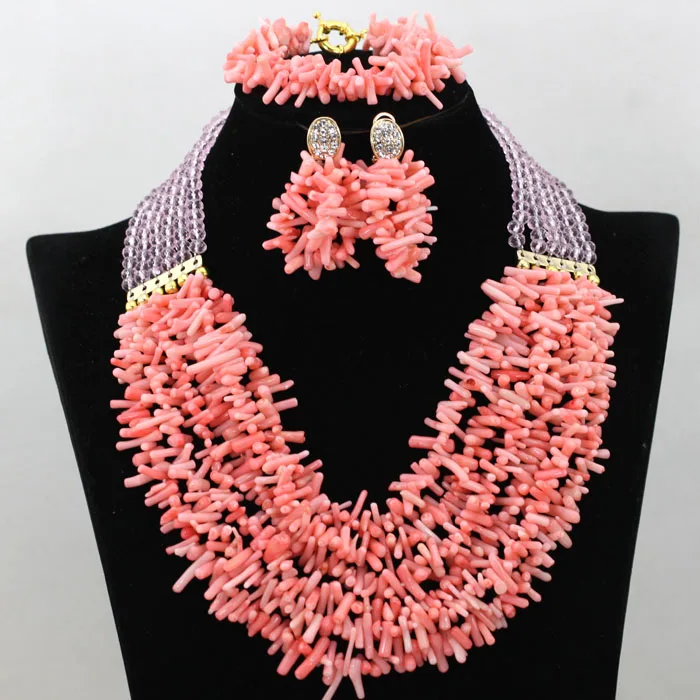 New Amazing Red African Coral Beads Jewelry Set Nigerian Wedding Beads Necklace Bridal Jewelry Sets Free Shipping ABS014