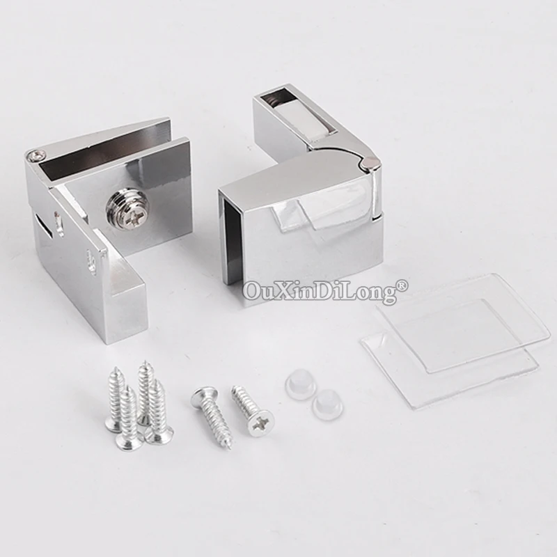 

Совершенно новые 2 пары дверных петель для стеклянного шкафа, витрина для винного шкафа, стеклянные зажимы, петли без сверления для стекла 3 ~ 5 мм