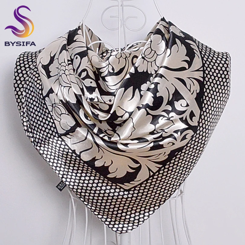 Ladies Square Scarves Printed New Fashion Unisex Apparel Accessories Women Black White Dot Silk Scarf 90*90cm Scarves Wraps