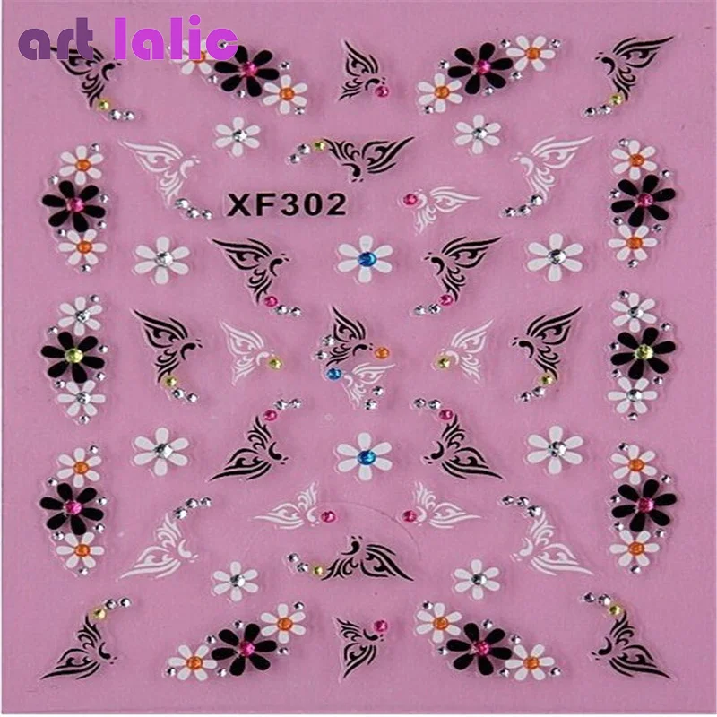 1 Sheet Fashion 3d Nail Art Sticker Nails Decal Butterfly and Flower with Rhinestones Charms DIY Decoration Manicure Tools