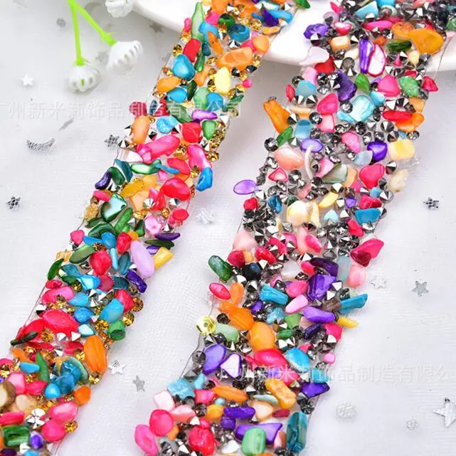 5meters Color Beaded Rhinestons Trim Iron On Diamond Crystal Ribbon Wrap Dress Trim Sewing Accessories DIY Bag Clothing Decor