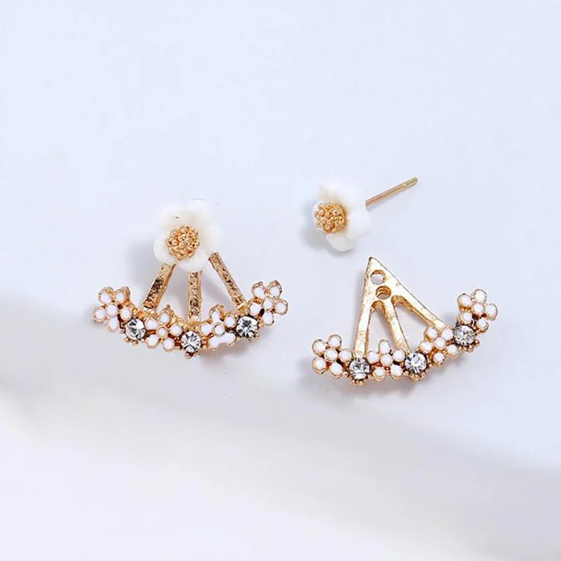 Korean Fashion Daisies Stud Earrings Temperament Simple Flower Double Sided Earrings For Women Statement Jewelry Studs