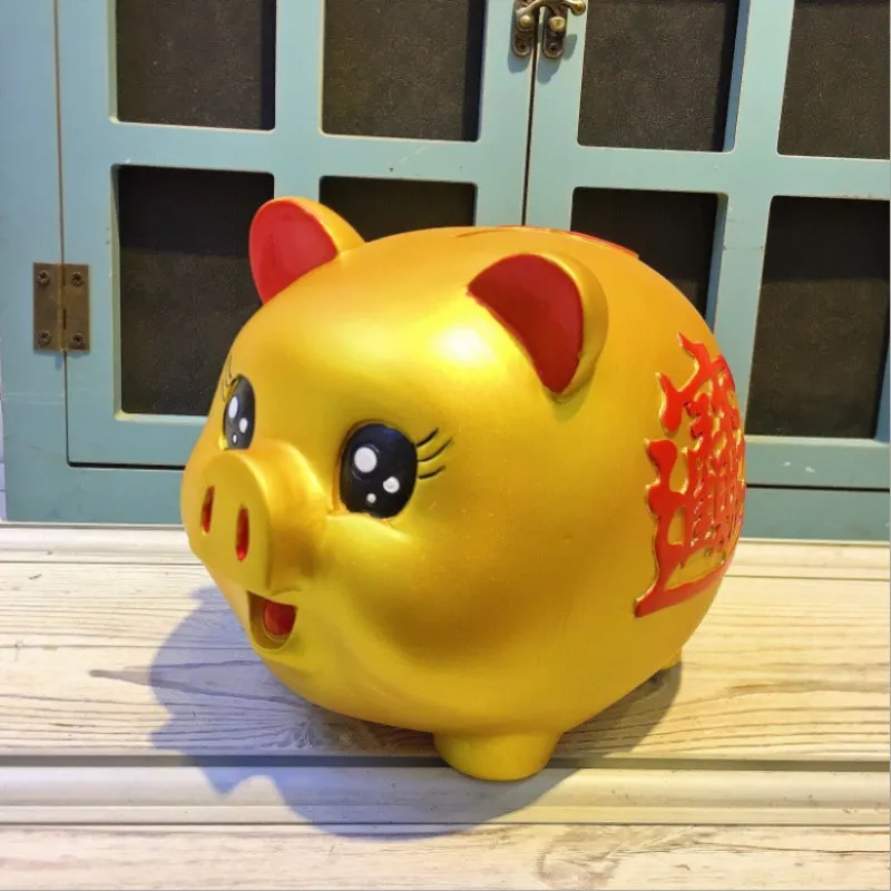 Large Golden Piggy Bank for Children and Adult, Creative Cartoon Piggy Bank, Anti-Falling Money Box, Year of The Pig, Gifts