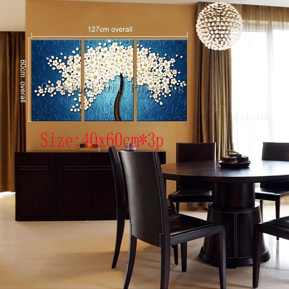 

Hand Painted Modern Lily Picture on Canvas 3P Knife Flower Tree Abstract Painting Hang Paintings For Decor Hang Oil Painting