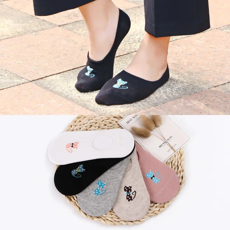 Cotton women low ankle boat socks invisible silicon gel slipper girl boy hosiery 1pair=2pcs ws162