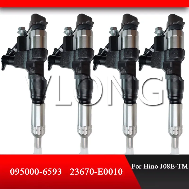 

4PC Genuine New Common Rail Fuel Injector Shingo 300 330-8 350 095000-6592 095000-6593 23670-E0320 23670-E0010 Hino J08 Injector