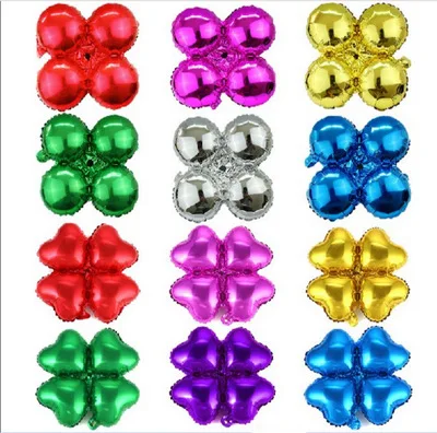 Free shipping 500pcs/lot  4 Petals 18inch Aluminum Foil Balloons Four Leaf Clover Balloon For Wedding Party decoration