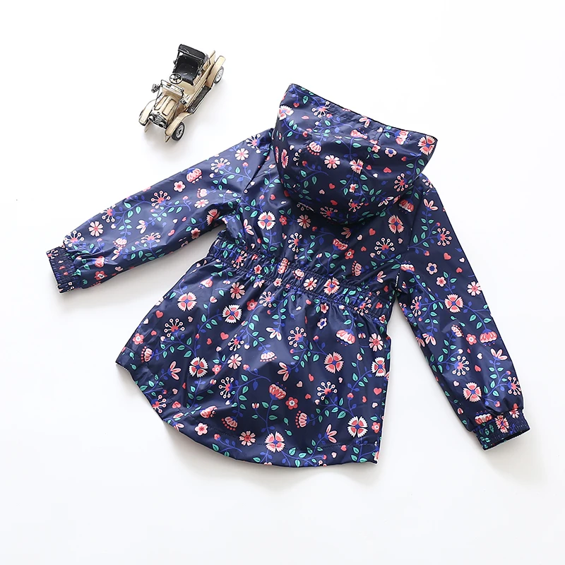 BBD New Girls Coat Hooded Windbreaker Jacket Waist Collection Windproof Rainproof Outdoor Leisure Kids 4 5 6 7 8 Years Clothes