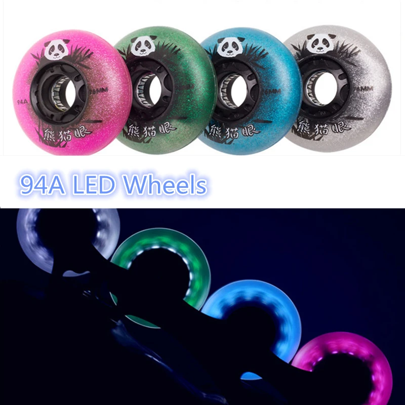 94A Durable High Brightness LED Wheel for Roller Inline Skates Shine Flash 72mm 76mm 80mm Ruedas for SEBA 4 Wheels 8pcs FreeShip