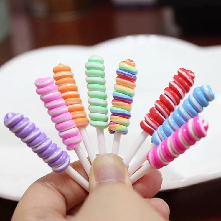 8 Stück Cabochons aus Kunstharz mit flacher Rückseite, Pastell-Konfetti-Charms, Süßigkeiten, Lutscher, Süßigkeiten, weicher Ton für Kinder, DIY-Telefondekoration – Detail 1