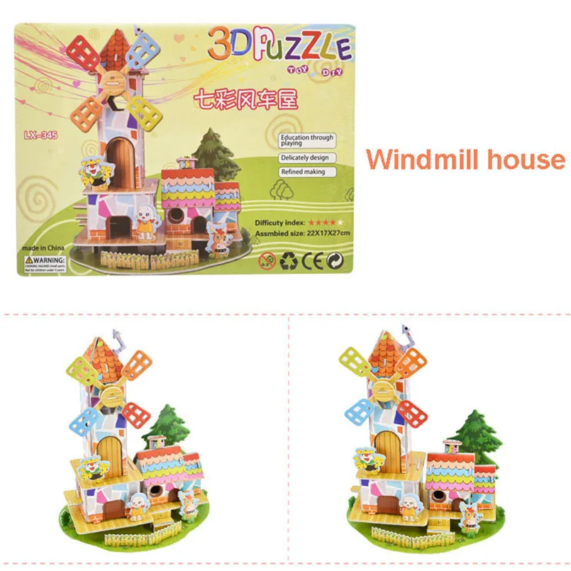 Meisjes Speelgoed 3D DIY Slaapkamer Papier Poppenhuis Puzzel Kinderen Miniatuur Roze Zoete Jigsaw Handgemaakte Poppen Huis Speelgoed Voor Kinderen