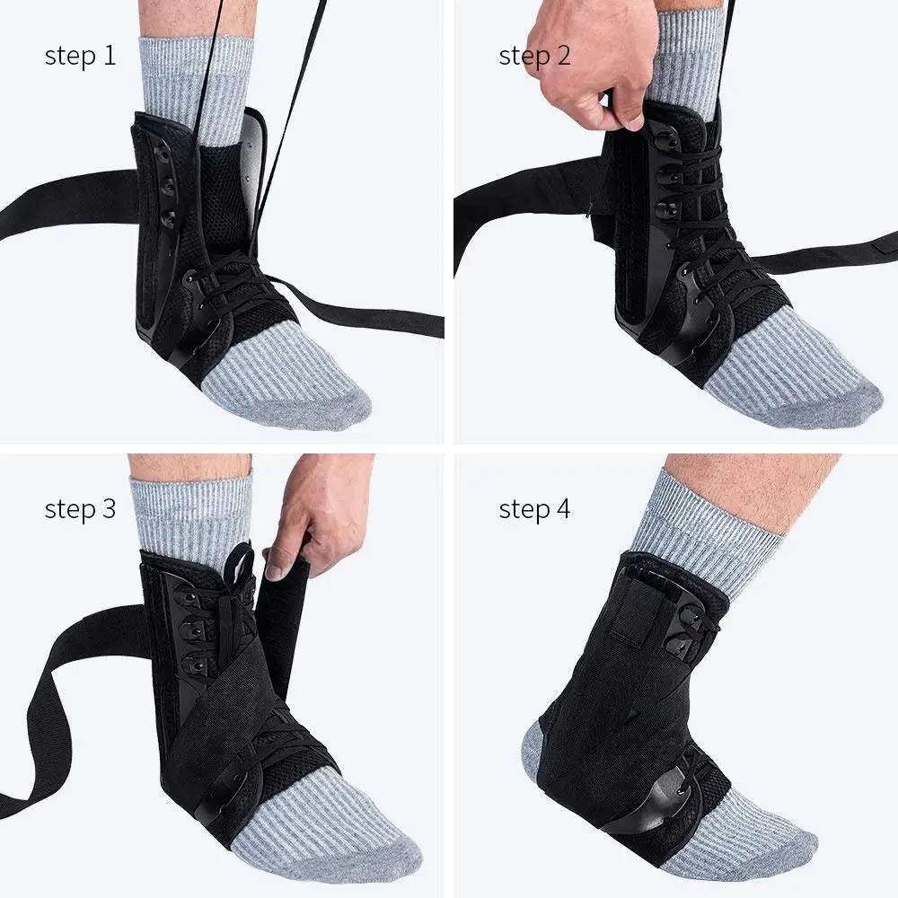 Kuangmi Ankle Brace Lace Up With Side Stabilizers and Cross Auxiliary Fixing Belt Strength Protection 1 Piece