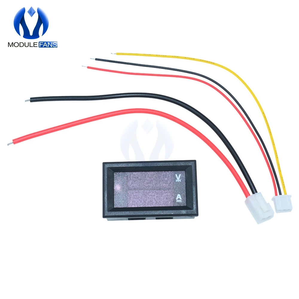 미니 디지털 전압계 전류계, 0.28 인치 DC 100V 10A 패널, 전압 전류계 테스터, 0.28 인치 블루 레드 듀얼 LED 디스플레이, 20mA