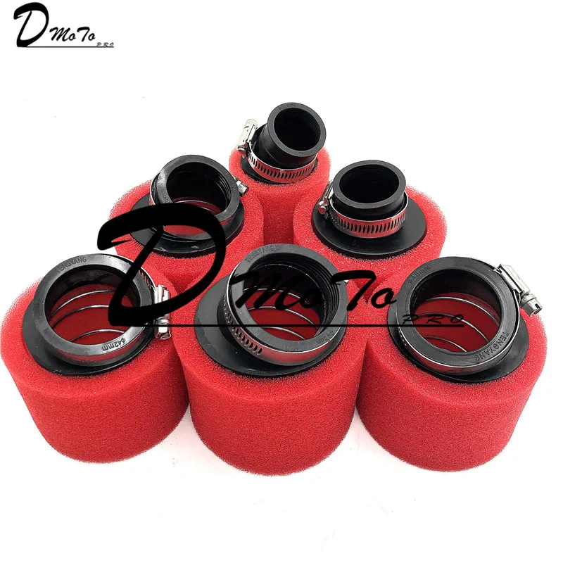 Filtre à air en mousse rouge, 32mm 35mm 38mm 42mm 45mm 48mm, coudé, éponge nettoyante pour cyclomoteur scooter D343 Pit Bike moto Kayo BSE