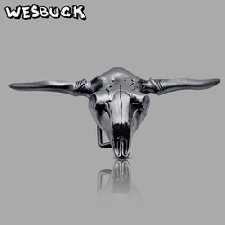 WesBuck marka Bull Head klamra paska z czaszką metalowe klamry zachodnie dla mężczyzn kobiety klamra pasa Cowboy