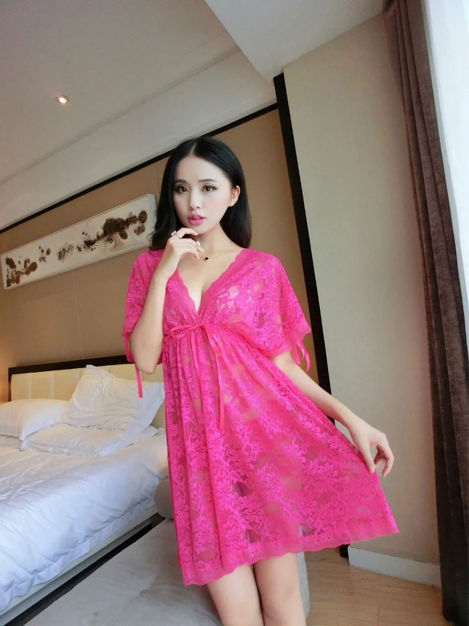 

Temptation Sexy women's Nightgowns Free Shipping 2022 Lace Thin See Through Sleepwear Mini Design Nightdress Nighties Hot Sale