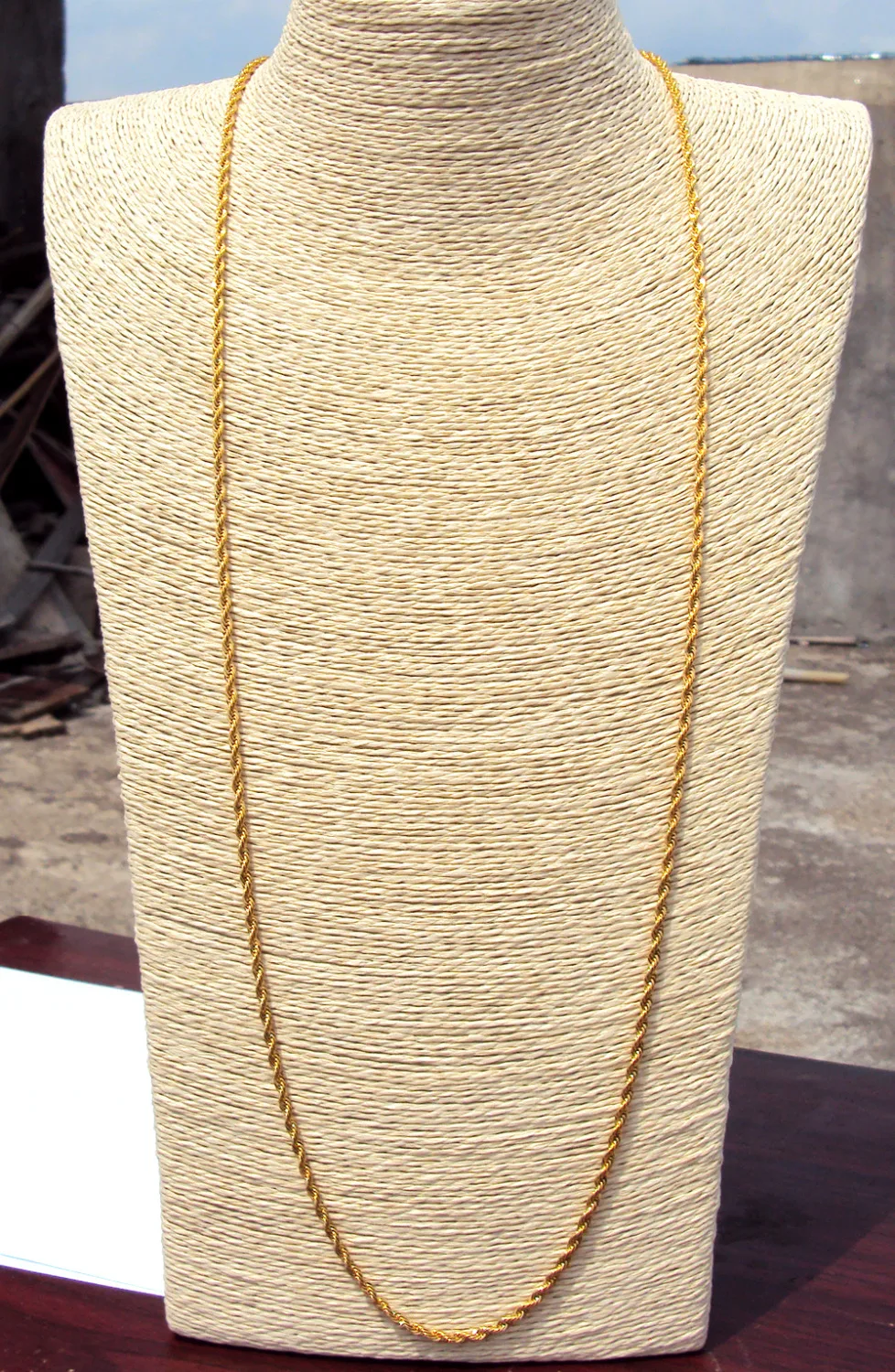 Gold Finish Stainless Steel Rope Chain Hip Hop Necklace 3mm Thick 30