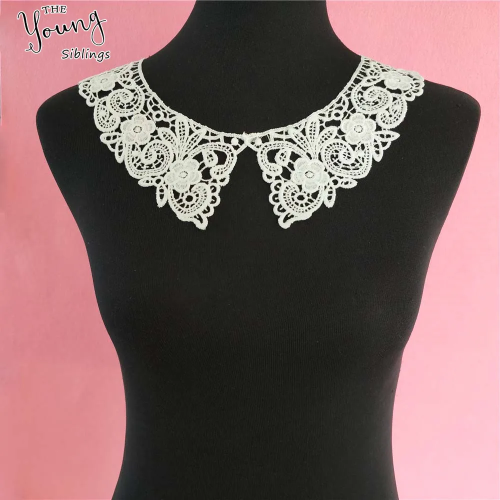 White Floral collar Bridal dress supplies embroidery Cute U shape Lace neckline DIY Clothing Accessories Sewing Supply Crafts