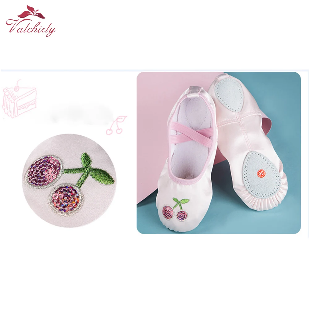 Satin Ballet Shoes Dance Flat Ballet Shoes with Sequins for girls Crown Butterfly Decoration Good Quality