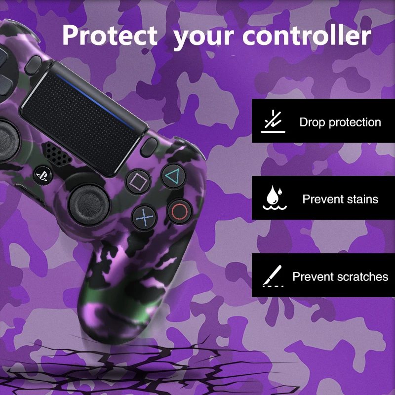 DATA FROG Soft Silicone Case For PS4 Controller Camo Protection Skin For Sony PS4 Pro Slim Gamepad Thumb Grips Joystick Caps