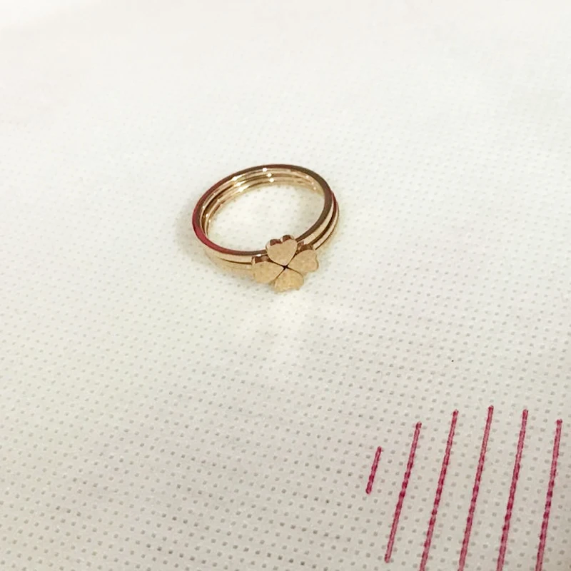 Classic Design Three Heart Ring Combination Stainless Steel Rings For Women Rose Gold Color Clover Jewelry Female Accessories