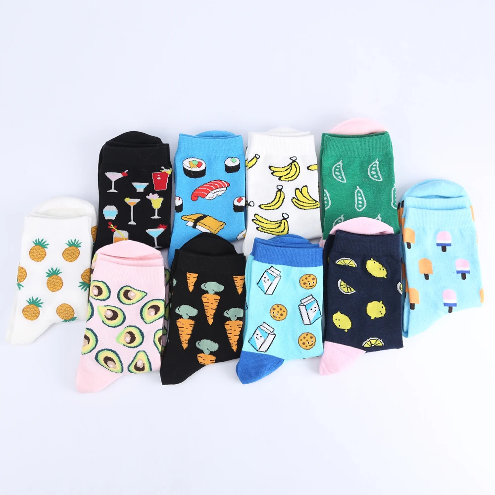 Modeager Korean Novelty Banana Milk Avocado Pineapple Sushi Fruit Food Women Ladies Socks Cotton Cute Female Christams gift sock