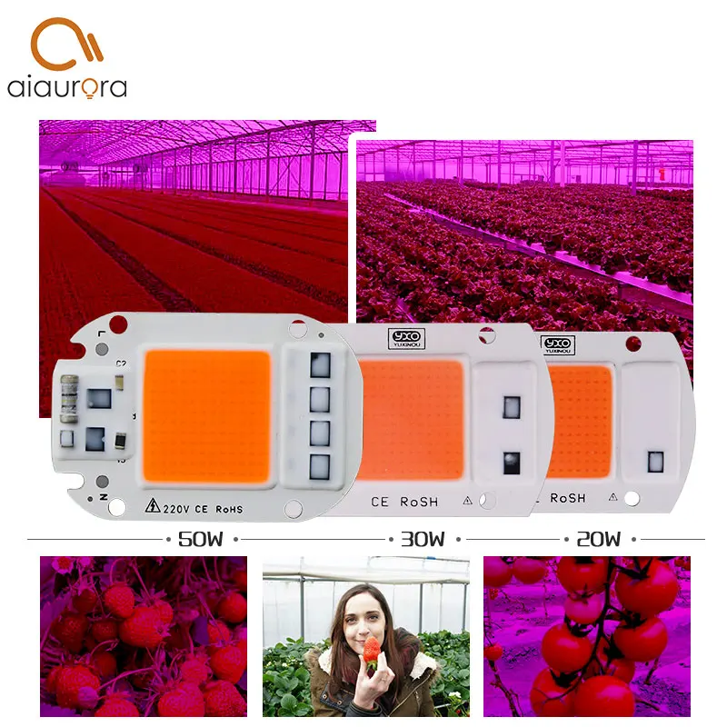 Led Grow Light Chip 20W 30W 50W 220V 230V Full Spectrum 380nm~780nm Best for Hydroponics Greenhouse Grow DIY for LED Growth Lamp