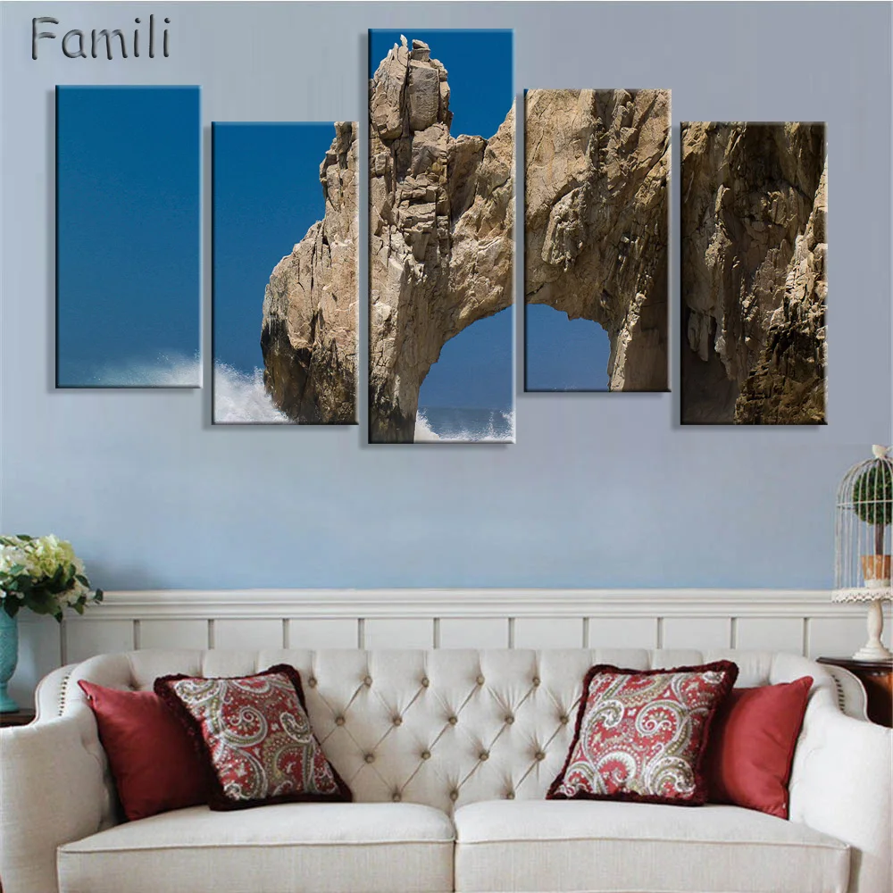 

5PCS High quality canvas painting decorative Dawn And Panels Canvas Wave Decorative Paints Wall Paintings Canvas Prints Sea View