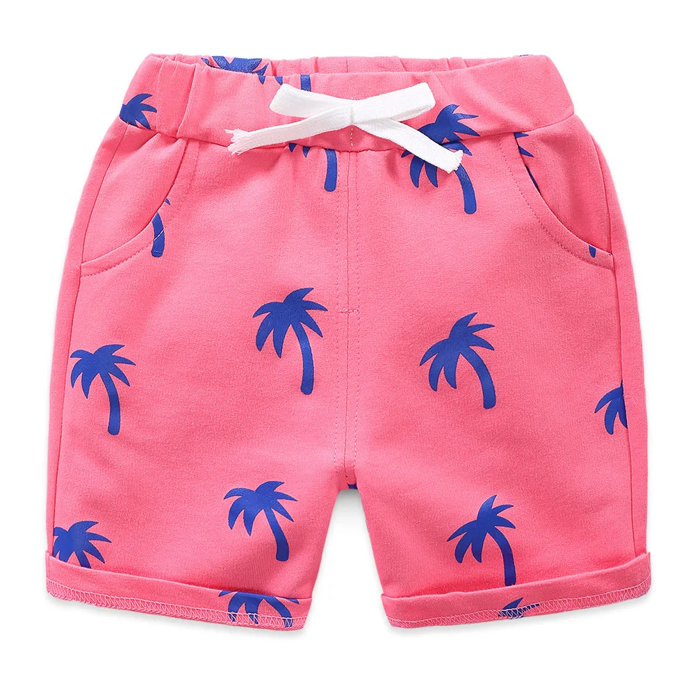 2022 new summer kids shorts boys girls Easy Beach pants loose army toddler Five points thin pants Children clothing Coconut tree