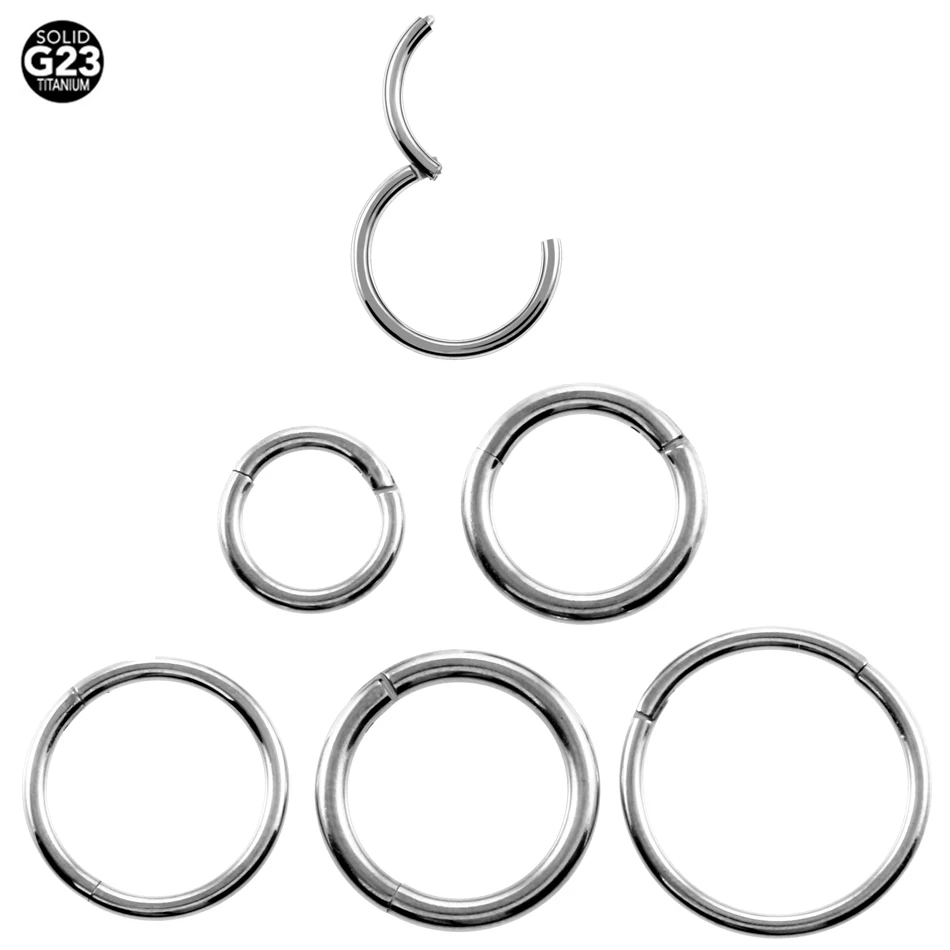 1PC Titanium Nose Hoop Septum Clicker Piercings Hinged Segment Rings Lip Helix Daith Cartilage Earrings Tragus Eyebrow Piercings