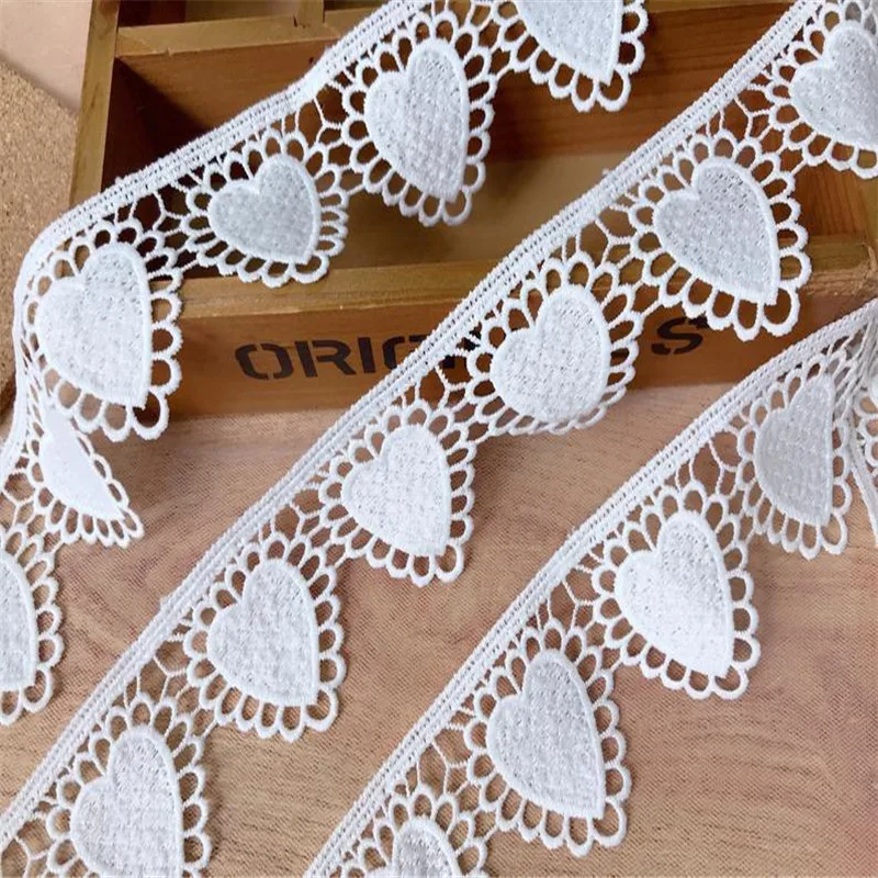 2yards Venice Lace Venise Lace White Love-Hearts Lace Trim ribbon for Weddings Bridal Garters Headbands Costume design