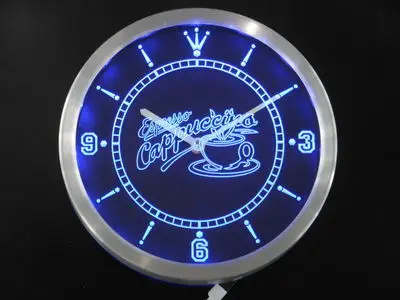 nc0286 OPEN Espresso Cappuccino Coffee Cafe Neon Light Signs LED Wall Clock