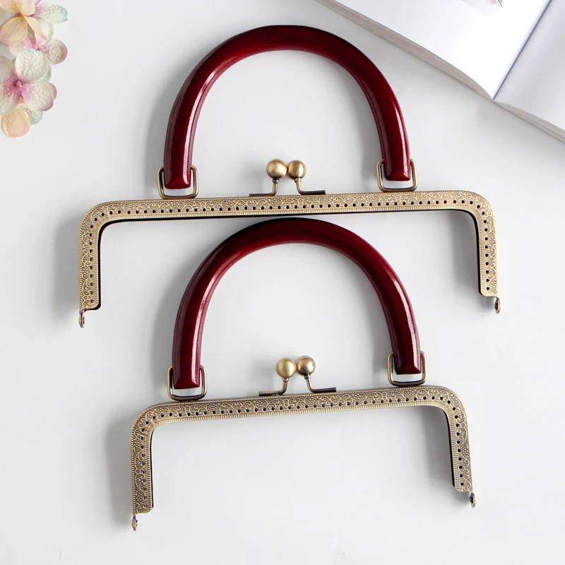 Wood Handle Square 20 Bronze Gold Box Bag Hardware Parts Clutch Frame Clasp Bag Accessories Diy Vintage Metal Clutch Purse Frame