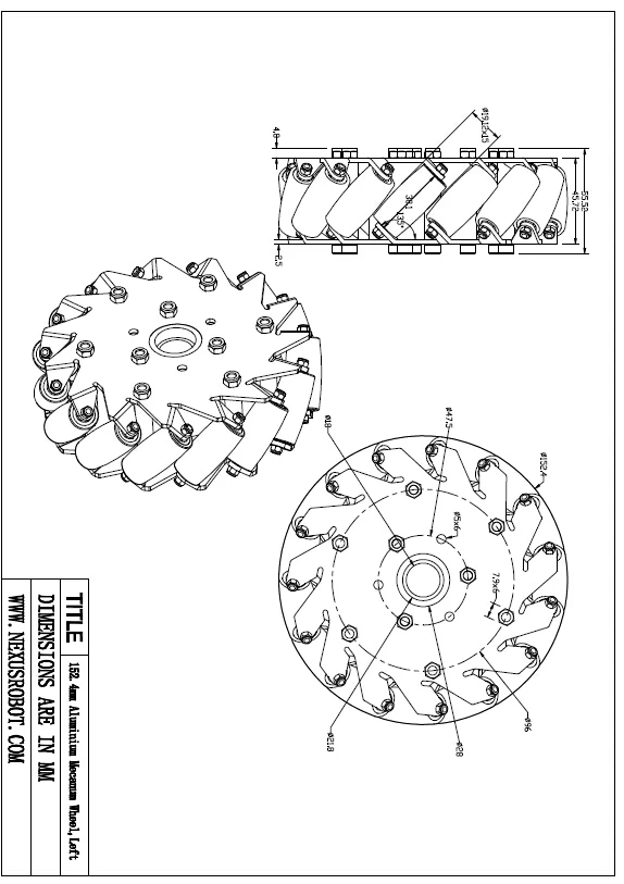 (6 inch)152mm Aluminum Mecanum wheels Set(2Left, 2Right)Basic 14165